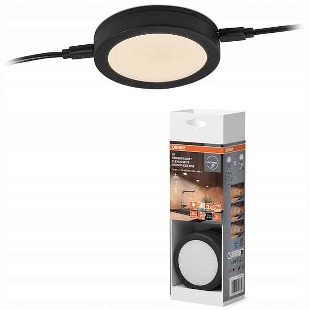 Led bodové podskříňové svítidlo kulaté 9.8W 580lm černé Osram