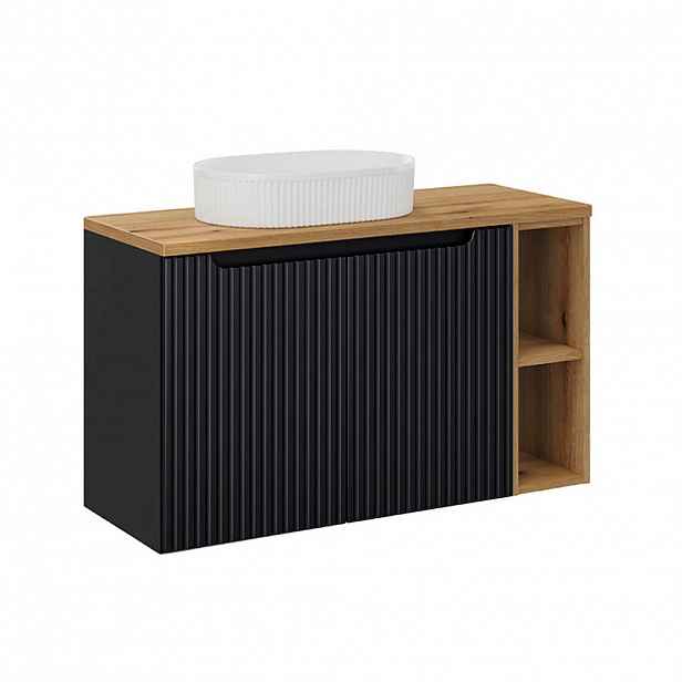 Petits-meubles UMYVADLO 100.4cm Riva Černá a dřevo