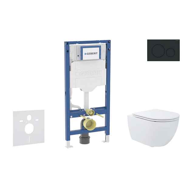 SANITINO - Set předstěnové instalace, klozetu Oudee a Slim sedátka softclose, tlačítko Sigma20, matná černá/černá SANI11CA5188