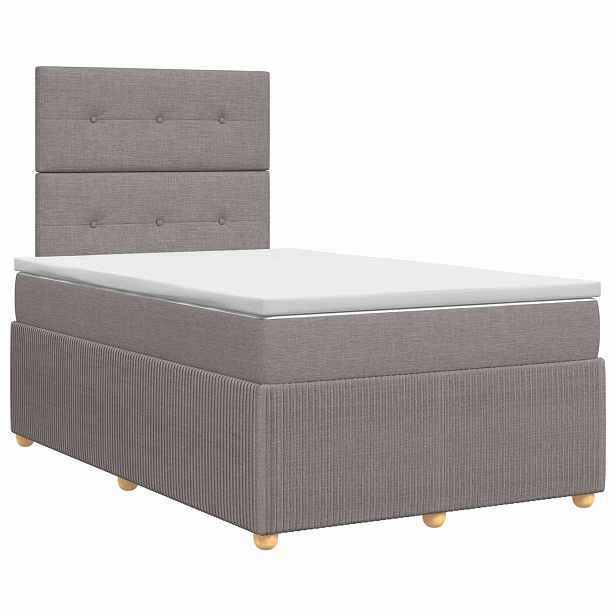 vidaXL Postel boxspring s matrací s čelo Taupe 120 x 190 cm Textil
