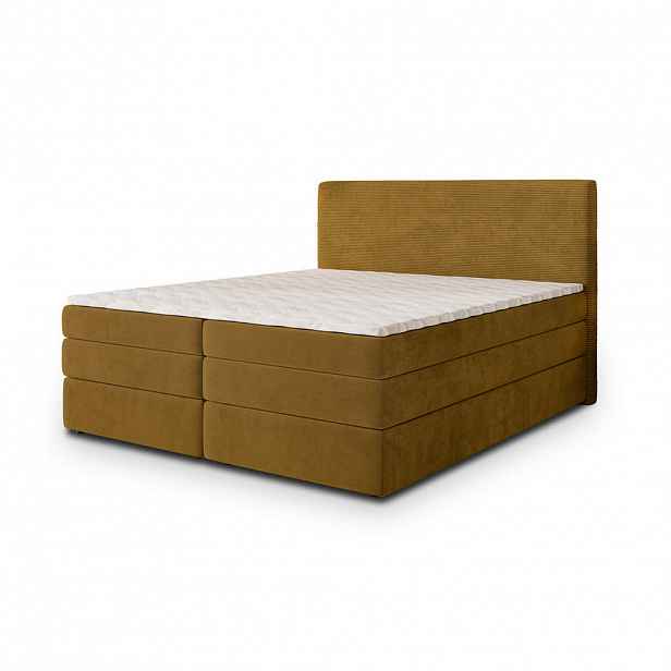 MASSENO POSTEL BOXSPRING MATERN 180x200 cm, s matrací a úložným prostorem, žlutá