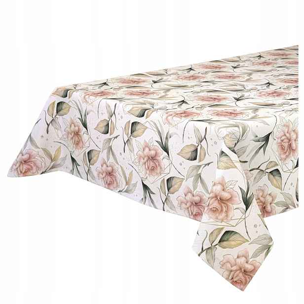 Silný ubrus odolný proti skvrnám s květinami a manžetou na 3 cm Růže 100 x 130 cm