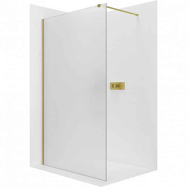 Sprchová zástěna Walk-in Onyx Cube L/P - 8 mm - hranatá vzpěra - zlatá, mléčné sklo - 60x200 cm