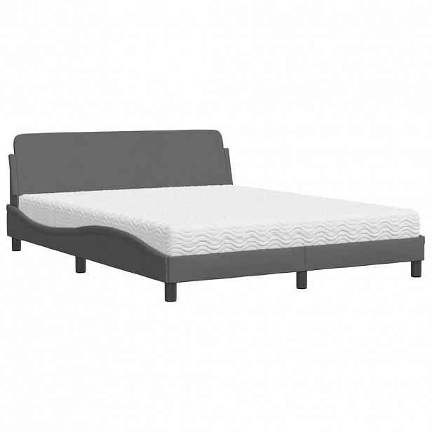 vidaXL Postel s matrací Dover tmavě šedá 160 x 200 cm textil
