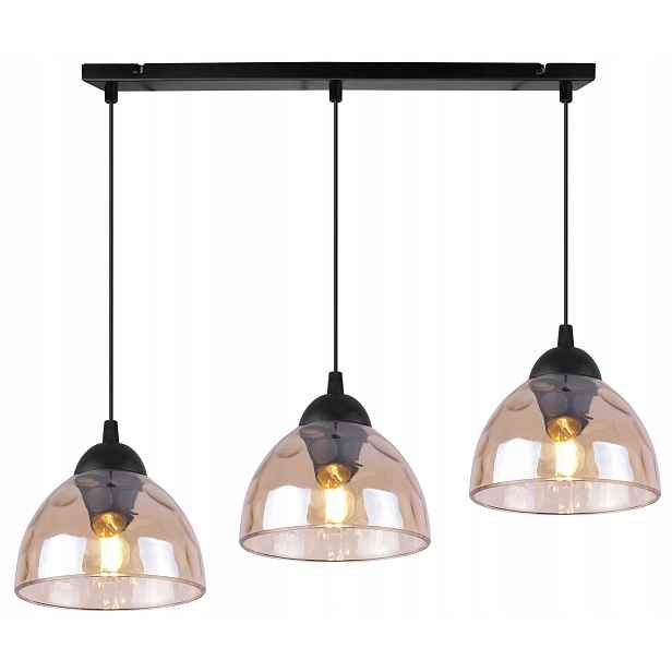 Závěsná Stropní Lampa Lustr Skleněná Mísa Medové Stínítko Do Kuchyně 3XE27