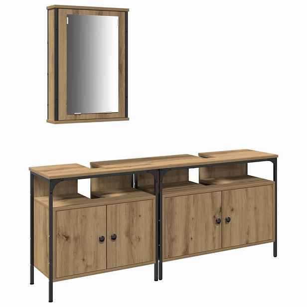 vidaXL Koupelnové umyvadlové jednotky 3 ks Hnědá 80 x 30 x 60 cm
