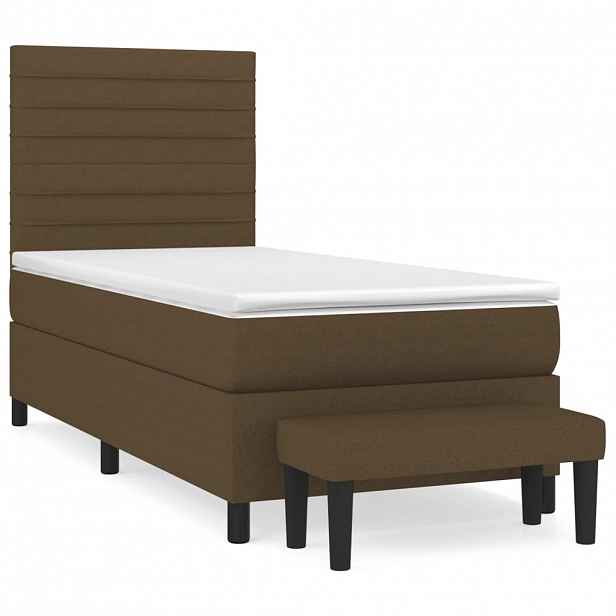 vidaXL Box spring postel s matrací tmavě hnědá 90x190 cm textil