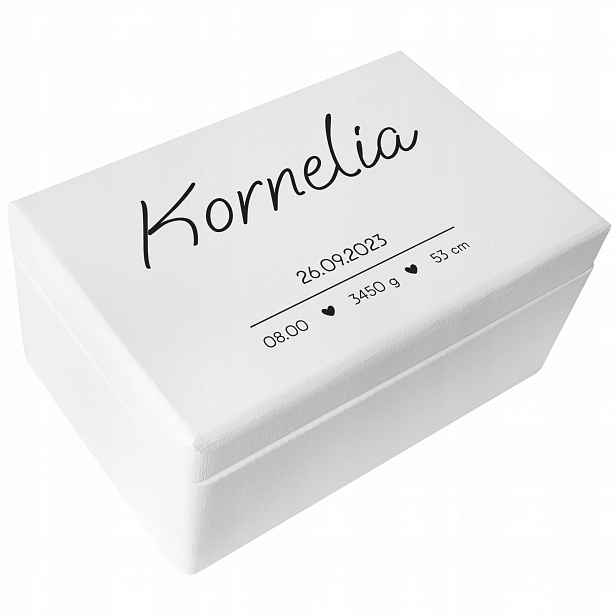 Krabička vzpomínek pro dítě, metrika, dárek, výročí narození, gravírování 30x20