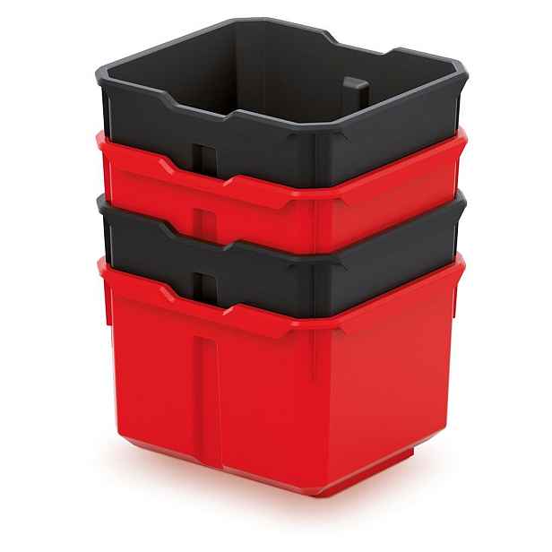 Prosperplast Sada úložných boxů 4 ks XEBLOCCK 15,7 x 14 x 21 cm černo-červená