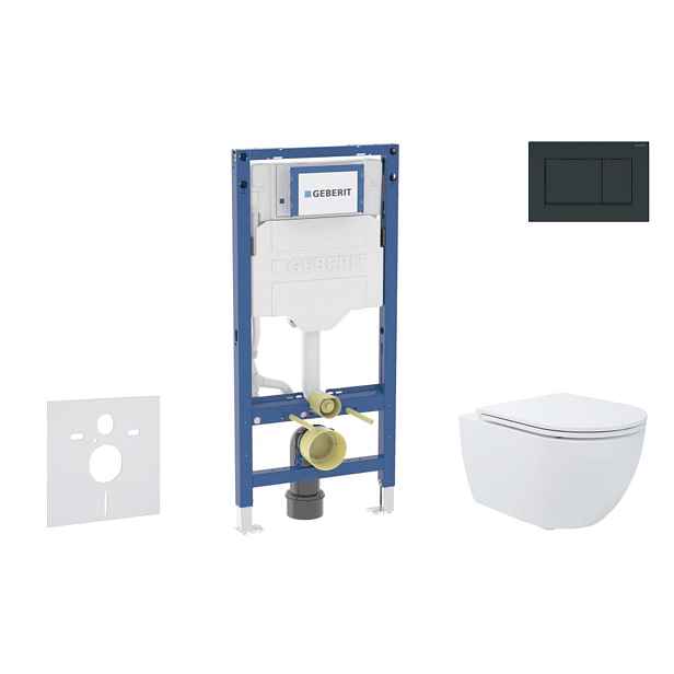 SANITINO - Set předstěnové instalace, klozetu Oudee a Slim sedátka softclose, tlačítko Sigma20, černá lesk/černá mat SANI11CA5190