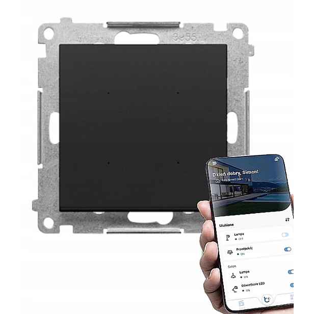 Simon 55 Go Ovladač osvětlení Switch ovládaný chytrým telefonem Wifi Černý Mat