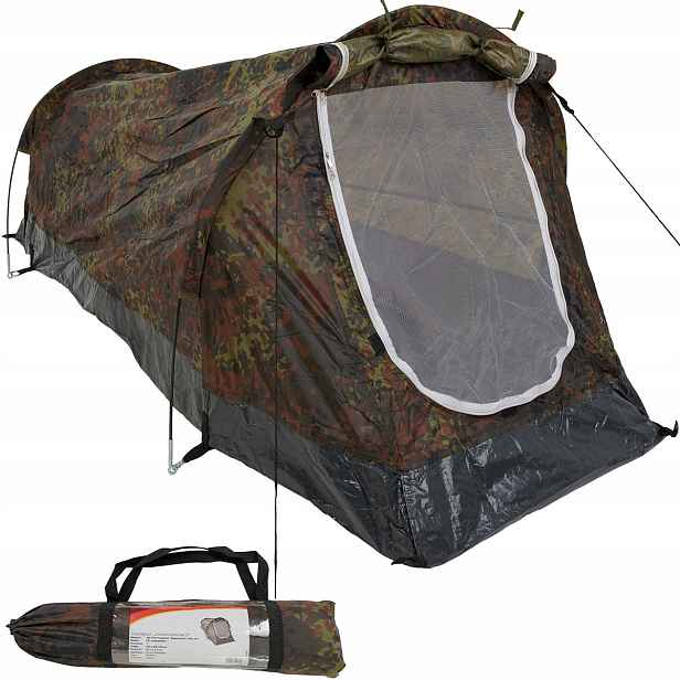 Stan 1 Osobní tunelový vojenský kempingový voděodolný Mfh Flecktarn