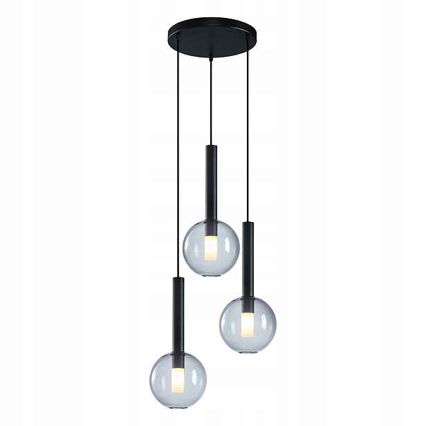 Závěsná lampa Niko Černá Transparentní Skleněné Stínidla 3xG9 35x143cm Strop