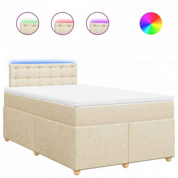 vidaXL Box spring postel s matrací krémová 120x200 cm textil