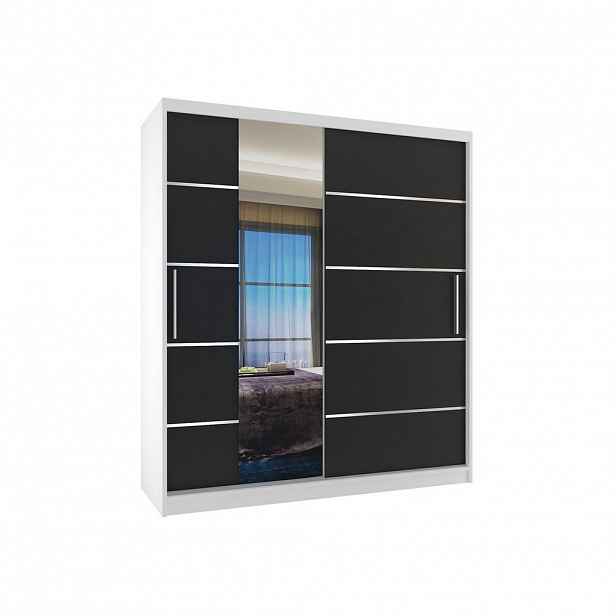 B BELINI GROUP POSUVNÁ SKŘÍŇ Verona MBP, Bílá/Černá Mat, 133 cm, se zrcadlem