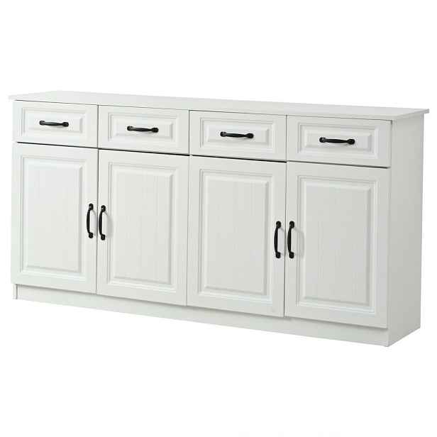 EVRYAE SIDEBOARD se 4 zásuvkami, 4 dvířky, nastavitelnými policemi MDF moderní Bílá