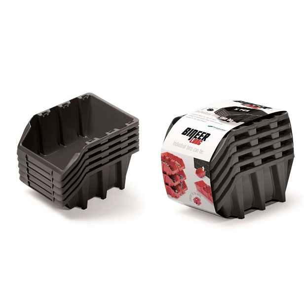 Prosperplast Sada úložných boxů 5 ks BENER 19,8 x 11,8 x 15,5 cm černá