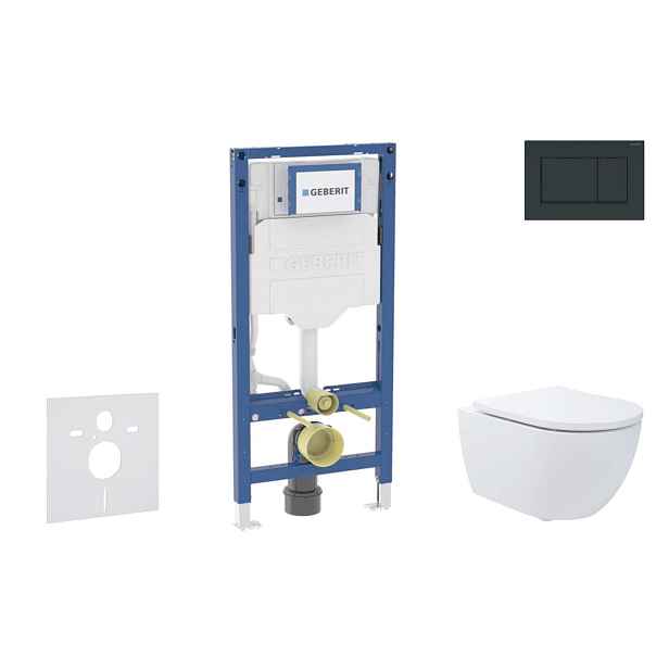 SANITINO - Set předstěnové instalace, klozetu Oudee a sedátka softclose, tlačítko Sigma20, černá lesk/černá mat SANI11CA5191