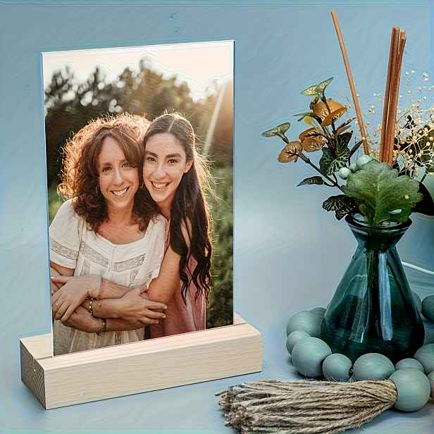 TEMU 2D Plochý, 1ks Vlastní Fotografie Akrylový 2D Plochý Personalizovaný Stojan na Fotografie - Vlastní Fotografický Rámeček pro Domácí, Svatební,