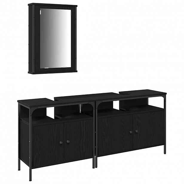 vidaXL Koupelnové umyvadlové jednotky 3 ks Černá 80 x 30 x 60 cm