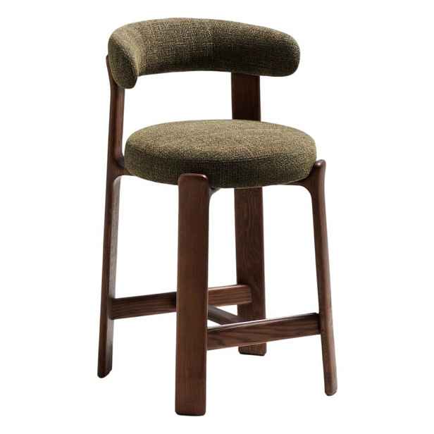 Zelená/v tmavě přírodní barvě barová židle z jasanového dřeva (výška sedáku 65 cm) Granite – Kave Home