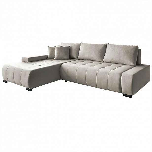 Beautysofa ROHOVÁ rozkládací pohovka Draco L béžová, levá, tkanina pletená