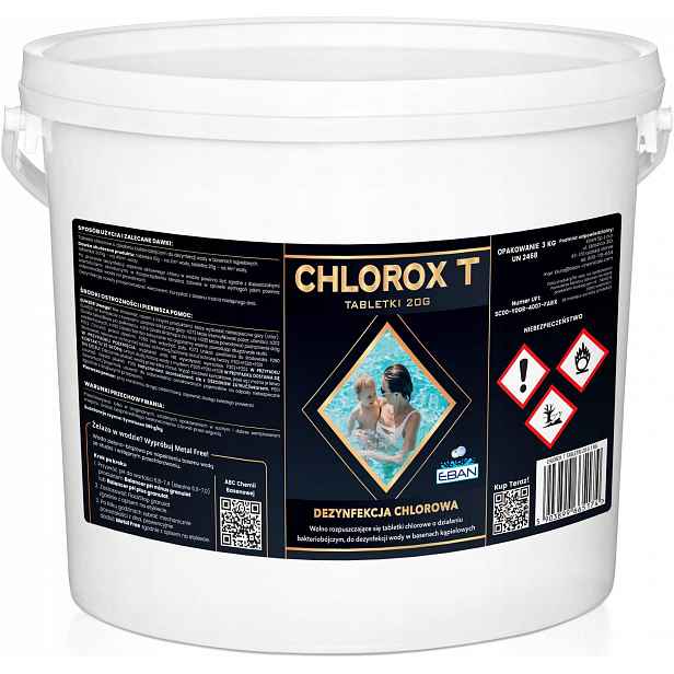 Chlorox T Tablety 20G 3KG Dezinfekce Bazénové Vody Chlor Chemie Bazén
