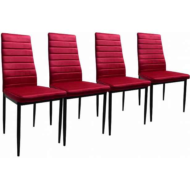 Sada 4 židlí Velur Růžově červená Elegance a pohodlí glamour