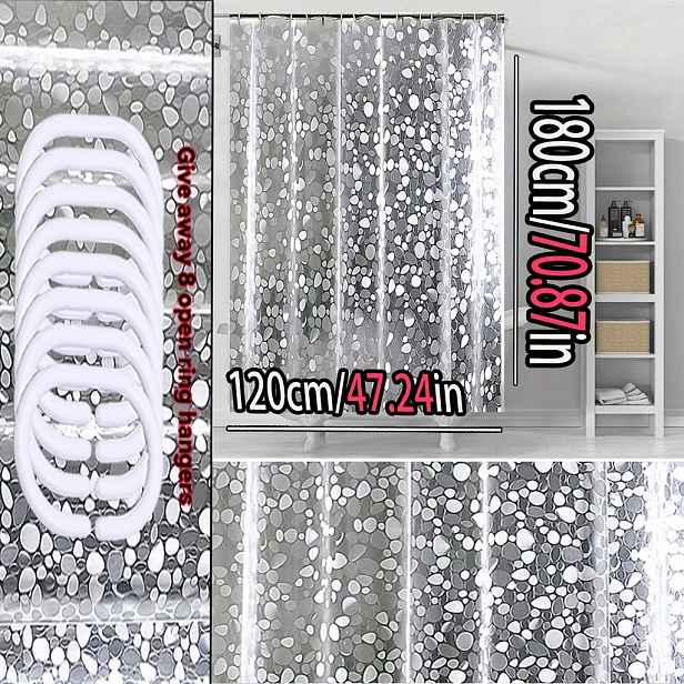 TEMU Nízky a luxusní! Sprchový závěs s texturou oblázků, zástěna do koupelny a sprchový závěs vytvářejí přirozenou atmosféru a jemné prostředí. Vaše