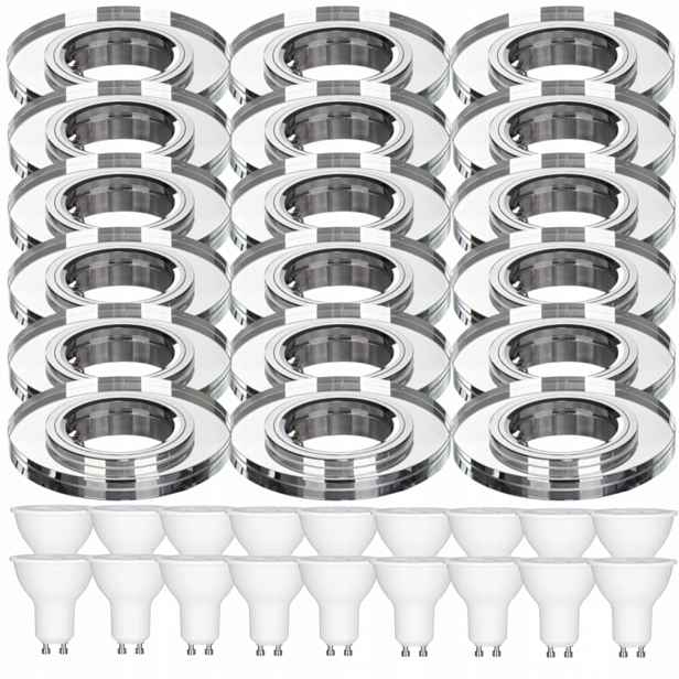 18 x Pevná Skleněná Stropní Lampa Halogenová Objímka Led Žárovky 7W