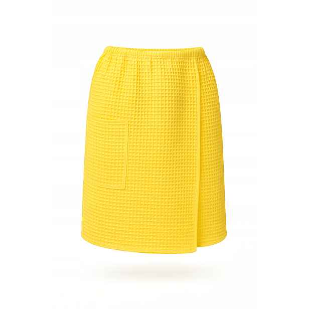 Kilt Wafel s kapsou VitalHome 60x150 cm na suchý zip do sauny Žlutý
