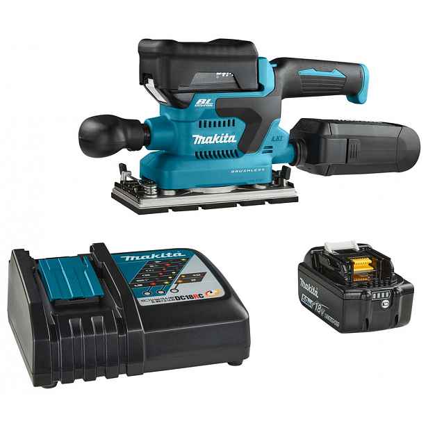 Makita - 18V AKU vibrační bruska, 2x aku 5,0 Ah LXT, nabíječka DBO380RTJ