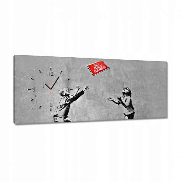 Nástěnné hodiny 100x40 Banksy No ball games