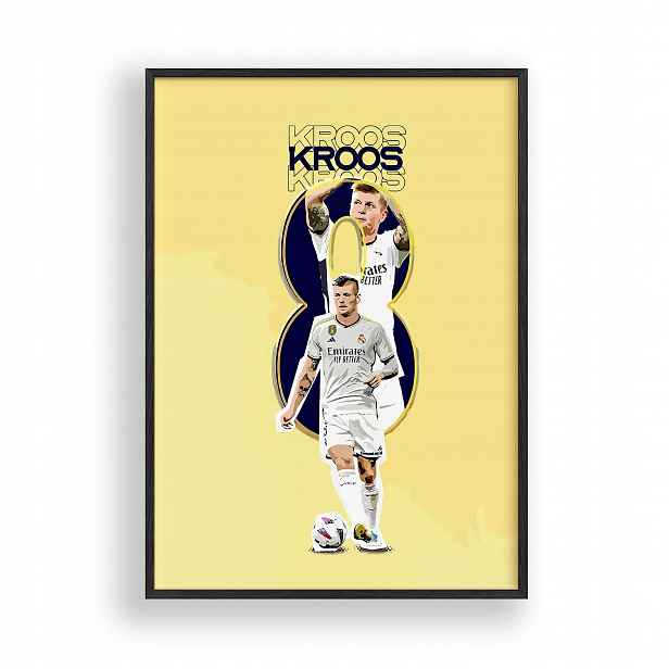Obraz Toni Kroos Real Madrid Plakát Rámeček Dřevěný Černý 30x42 cm
