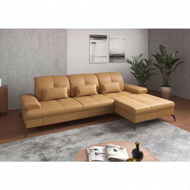Sit & More ROHOVÁ SEDAČKA, textil, kůže, curry žlutá