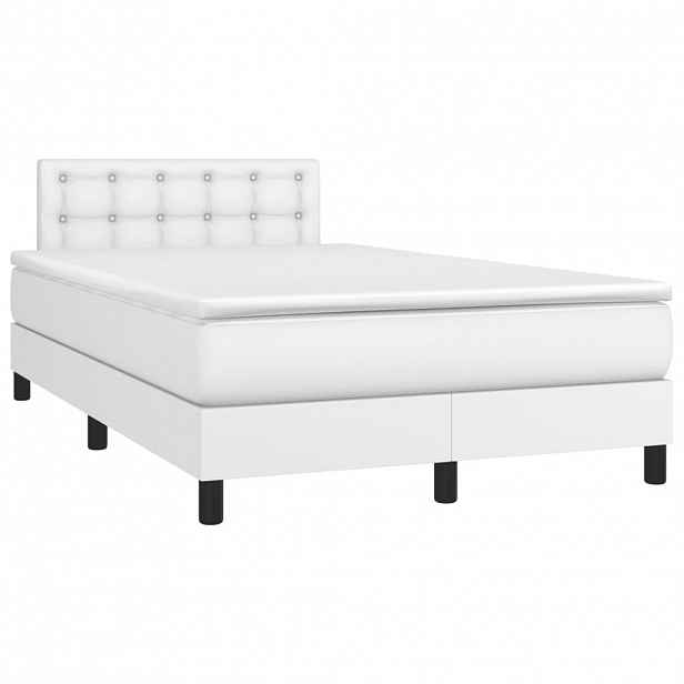 vidaXL Box spring postel s matrací bílá 120x190 cm umělá kůže