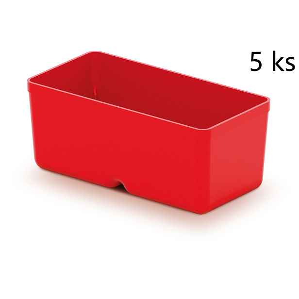 Prosperplast Sada úložných boxů 5 ks UNITEX 11 x 5,5 x 13,2 cm červená
