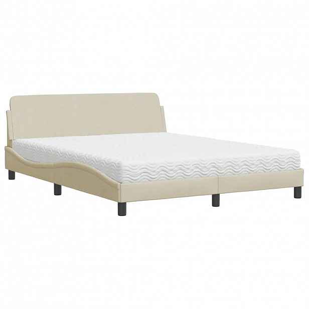 vidaXL Postel s matrací Dover krémová 160 x 200 cm textil
