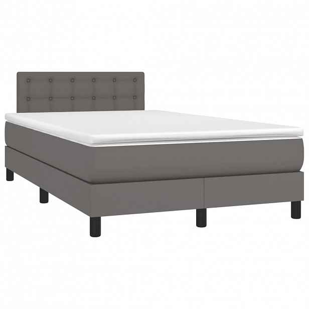 vidaXL Box spring postel s matrací šedá 120x190 cm umělá kůže