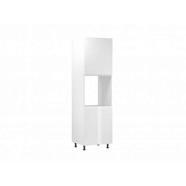Kuchyňská skříň na vestavnou troubu ARBOR - šířka 60 cm, lesklá bílá / bílá, levé provedení