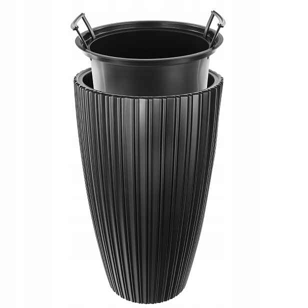 Květináč Květináč 30 cm Obal Vložka Do Květináče Plastová Černá