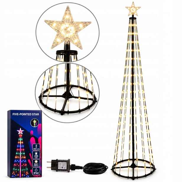 Led vánoční stromek venkovní 260 cm 396 Led IP44 s hvězdou, vysoký, bílý, teplý