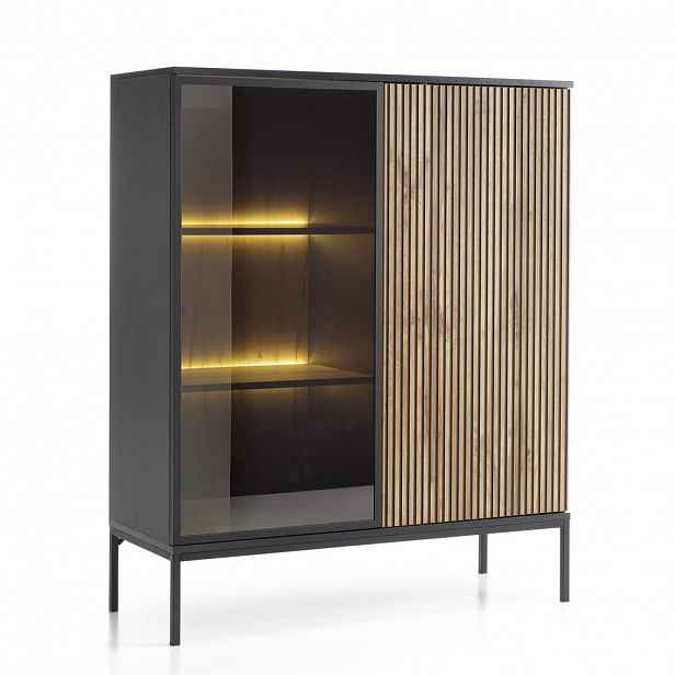 MASSENO VITRÍNA SENTIERO 104/126/39 cm Černá