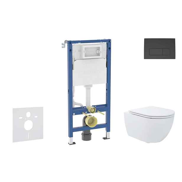 SANITINO - Set předstěnové instalace, klozetu Oudee a Slim sedátka softclose, tlačítko Delta50, matná černá SANI11CA5194