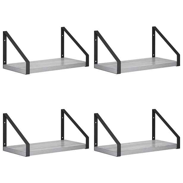 vidaXL Nástěnné poličky 4 ks Šedý Sonoma 30 x 16 x 15,5 cm