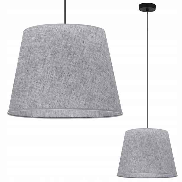 Závěsné Stropní Svítidlo Lustr Do Kuchyně Jídelny, Šedé Lněné Stínidlo, 38 CM