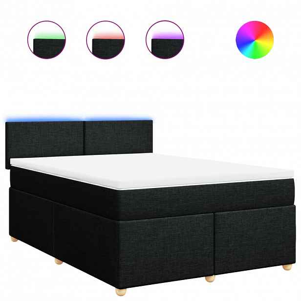 vidaXL Box spring postel s matrací černá 140 x 190 cm textil