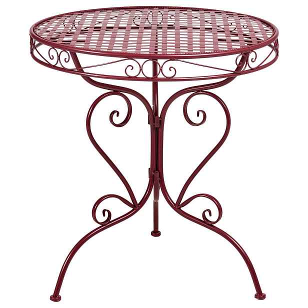 Beliani BISTRO STOLEK 70/70 cm Kov Burgundsky červený Albinia