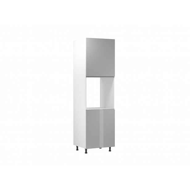 Kuchyňská skříň na vestavnou troubu ARBOR - šířka 60 cm, lesklá šedá / bílá, levé provedení