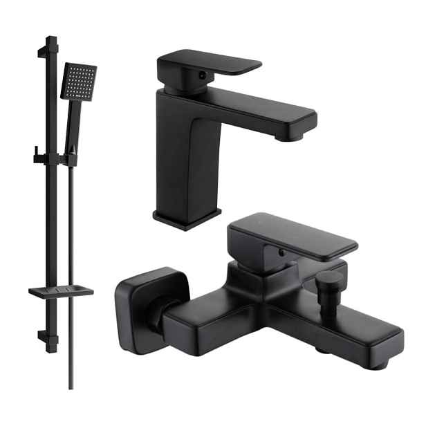 MEXEN - Cetus DQ45 SET vanová a umyvadlová baterie, černá 744303DQ45-70